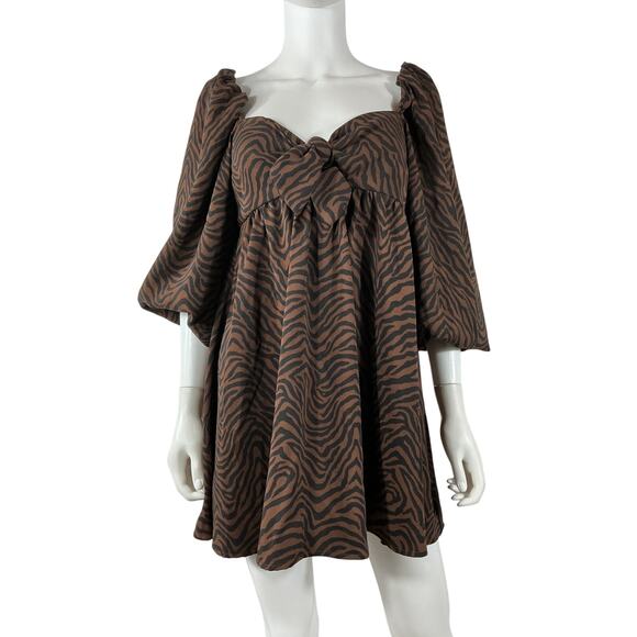 Lovers And Friends 'Fai' Brown Polyester Mini Dress Size M - Picture 2 of 4